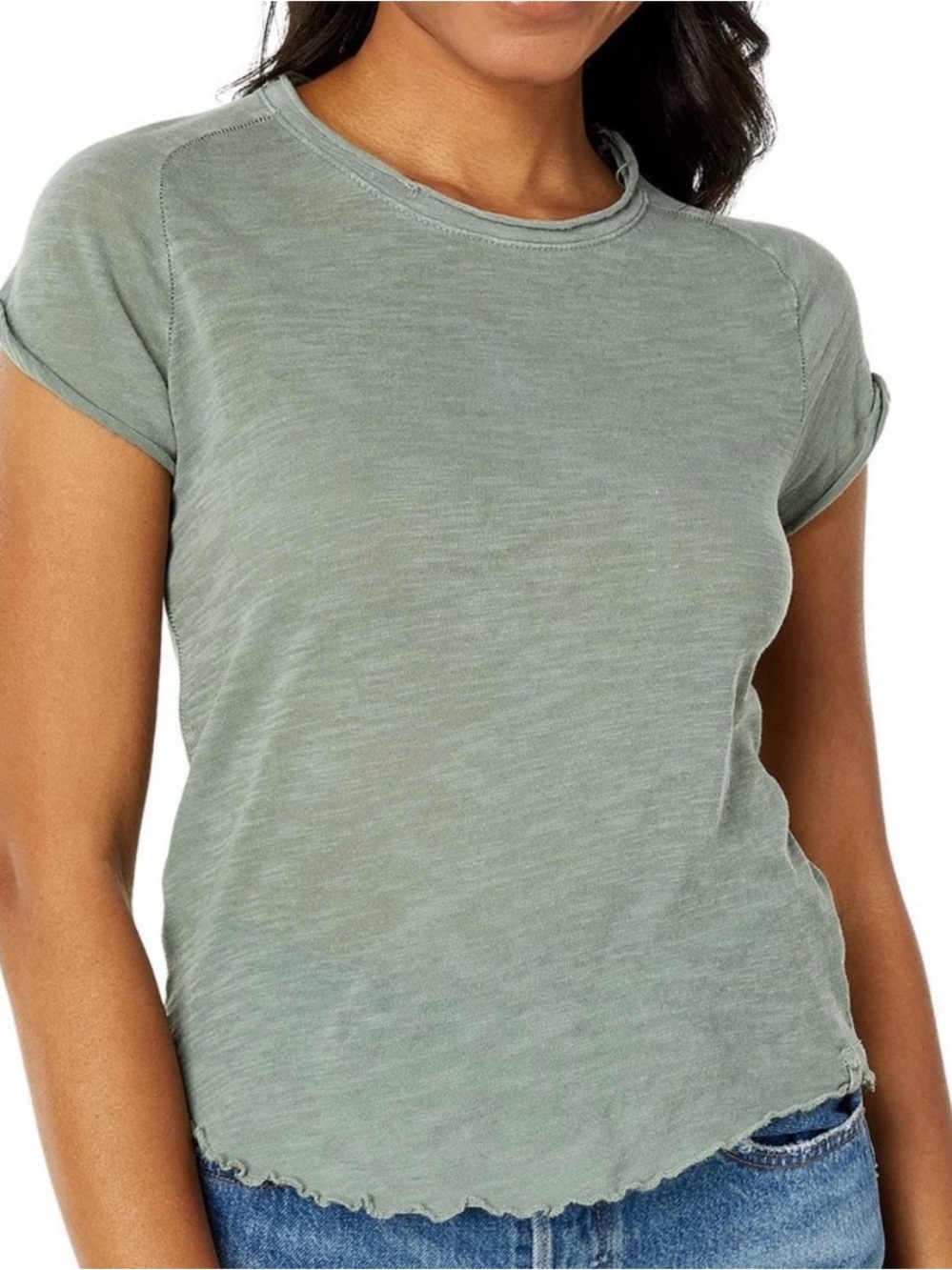 Free People Be My Baby Short Sleeve Sage Tee (XS)